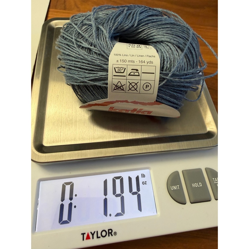 New Katia Lino 100% Linen Yarn 50g Blue Crochet Knitting Summer Fiber - Picture 7 of 7